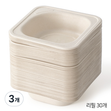 쿨키즈 친환경 강아지 고양이 밥그릇 천연소재 경사형 일회용 식기, 베이지, 3개