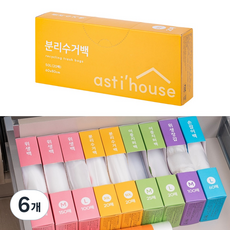 아스티하우스 서랍쏙 배접 분리수거 쓰레기봉투 60 x 80cm 20매입, 6개, 50L