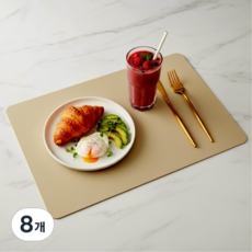 라온커넥션 사각 모던디자인 방수 식탁매트 테이블보, 8개, 1인(43x30cm), 베이지