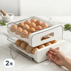 다로엘 프리미엄 서랍형 계란 트레이 냉장고 보관함, 2개, 퓨어화이트