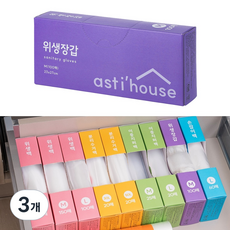 아스티하우스 서랍쏙 위생장갑 일회용 크린장갑 M(중), 3개, 100개입