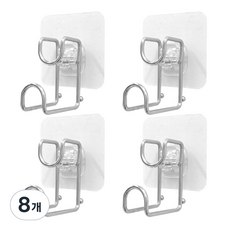 올지 SUS 304 무타공 대야걸이 세숫대야 욕실 투명, 8개, 실버스텐