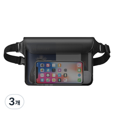 투명 핸드폰 방수팩 수영 가방 큰용량 방수백, 3개, 블랙 반투명