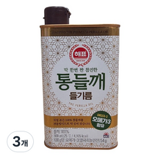 해표 딱 한번 짠 참진한 통들깨 들기름 500ml, 3개