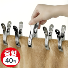 우디밸리 강력고정 스텐 중형 빨래 집게, 40개, 스텐중형