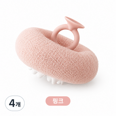 업그레이드 프리미엄 샤워볼 3D입체 천연해면 구조 흡착식 타올 솔, 핑크, 4개, 1개입