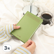 펜투페이퍼 필사노트 독서 일기장 줄 양장 노트 공책, 3개, 올리브 그린