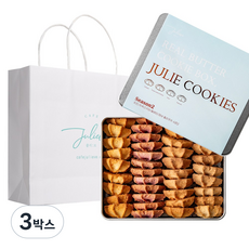 줄리쿠키 시즌2 + 선물용 쇼핑백-백화점 고급 버터 수제 쿠키 답례품 기념일 어버이날 스승의날 학교 선생님 회사 선물 세트 단체 간식, 280g, 3박스