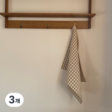 체크 키친크로스 고리디자인 다용도덮개 국내생산 12color, 3개, 2) 베이지