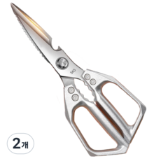 루몬 초강력 생선 닭뼈 호두까기 스테인레스 가위, 실버, 2개