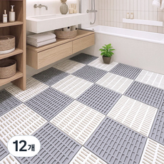 Mayho 미끄럼방지 욕실매트 논슬립 욕실 퍼즐매트 다용도주방 베란다 화장실발매트, 12개, 화이트