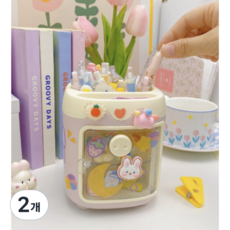 아가토스 DIY 귀여운 연필꽂이 예쁜 책상 다용도 수납정리함, 2개, 핑크