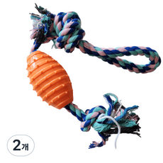 제이제이펫 대형견 중형견 동글동글 장난감 치발기 스트레스 해소용 강아지 치아 치석 관리, 주황, 2개