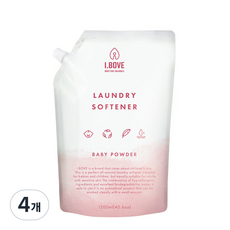 아이보브 유아용 고농축 섬유유연제 베이비파우더 리필, 4개, 1.2L