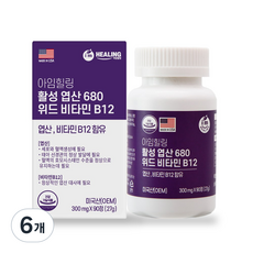 아임힐링 활성 엽산 680 위드 비타민 B12, 6개, 90정