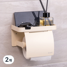 ErrifY 무타공 접착식 선반형 휴지걸이, 2개, 베이지싱글커버형