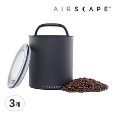 [공식총판] 에어스케이프 이중 밀폐용기 1kg 원두 커피 보관통 용기 캐니스터, 3개, 킬로, 매트블랙
