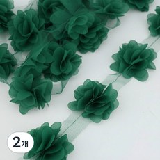 (60송이 꽃/개) 50mm 와이드 꽃잎 시폰 레이스 소재 스트랩 장식 사랑 선물 리본 공예품, Atrovirens, 2개