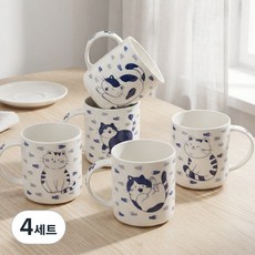 에브리 내열 고양이 머그컵 5P세트, 4세트, 화이트 4세트, 화이트