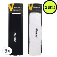 국산 낫소 헤어밴드 3개입 땀흡수 스포츠밴드, 블랙, 9개