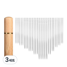 내일마켓 프리미엄 바늘 + 우드 보관통 세트 마이레더툴 다용도 재봉 수선 자동 실끼움, 3개, 내추럴 우드
