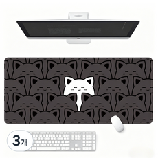 게이밍마우스패드 귀여운 고양이 마우스장패드 논슬립 키보드 매트900 x 400 x 3mm, 3개, 블랙