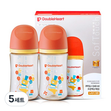 더블하트 모유실감 디어프렌즈 서커스베어 240ml 트윈팩(젖꼭지미포함), 서커스베어 트윈팩, 5세트