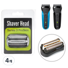 어썸케이 브라운 3 시리즈 면도날 호환 세트, 32B, 블랙+화이트, 4개