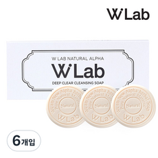 더블유랩 네츄럴 알파 비누 딥클리어 클렌징 비누 체취제거 땀냄새 청소년 시니어 노인 각질 자연유래성분, 6개입, 50g