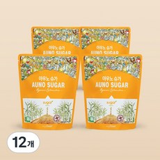 아우노슈가 유기농 비정제 미네랄 사탕수수 원당 설탕, 12개, 320g