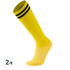 제이차니 통기성 유소년 축구양말 투라인 니삭스, 2개, 노랑