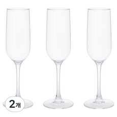 깨지지 않는 샴페인잔 3P세트 유리보다 투명한 플라스틱 캠핑 홈파티 선물용 와인잔, 2개, 180ml
