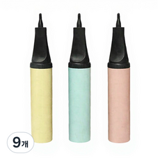 헬퍼샵 파스텔 풍선펌프 튜브 공 볼 바람주입기, 9개, 민트1 + 핑크1 + 옐로우1