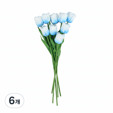 인조 조화 튤립 9송이 세트, 6개, 연한블루 9송이