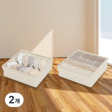 하스몰 안전커버형 편리한 속옷 양말 정리함 2종세트, 크림베이지, 2개