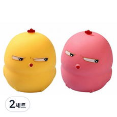 토이즈데이 째려보는 꼬꼬닭 말랑이 스퀴시 장난감 단체 선물 구디백, 2세트, 76g, 노랑+핑크
