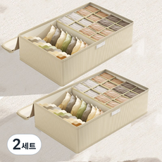 레디박스 프리미엄 커버형 칸막이 속옷 정리함 2개세트, 대형, 베이지, 2세트