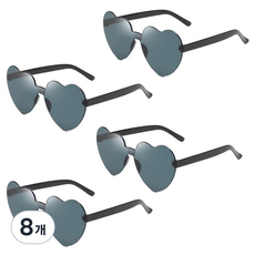 올리브파티 하트 안경 선글라스 파티 용품 안경 선글라스 파티 용품, 8개, 블랙