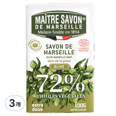 매터사봉 프랑스 마르세유 올리브 천연 클렌징 비누, 100g, 3개