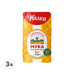 유벨카 밀가루 UVELKA WHEAT FLOUR, 3개, 2kg