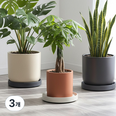 유피해피 이동식 화분 받침대 원형, 유피 화이트, 3개