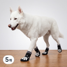 융풍 강아지 미끄럼방지 양말 반려동물 보온 애견 양말 실내외 착용 가능, 5개, 블랙 4개입