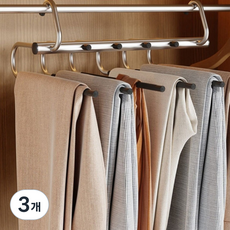 온다 접이식 바지걸이 옷장 정리, 3개, 스테인레스 6단