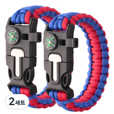 타닥 파라코드 팔찌 아웃도어 캠핑 등산 나침반 응급 구조 생존 팔찌, 2세트, B-3