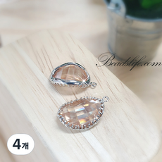 비즈라이프 신주지르콘 타원 11*20mm 백금도금, 4개, 샴페인