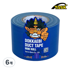 도깨비 수출용(국내산) 덕트테이프 덕테이프 미니롤 DARK BLUE 50mmX10m, 6개