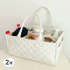 베베코지 퀼팅 기저귀 보관함 정리함 수납함 바구니, 2개, 아이보리
