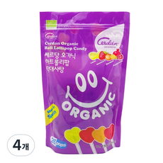 쎄르당 오가닉 하트롤리팝 유기농 막대사탕, 4개, 150g