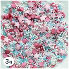 슈가 스프링클 믹스핑크 식용 데코레이션 장식 믹스 스프링클 막대/구슬/조각 소포장, 3개, 12g