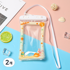 캐릭터 에어쿠션 스마트폰 스트랩 물놀이 튜브 방수팩, 2개, 2.곰돌이